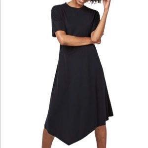 Sweaty Betty Rhea Midi Dress Black Size XS Short Sleeve Handkerchief Hem